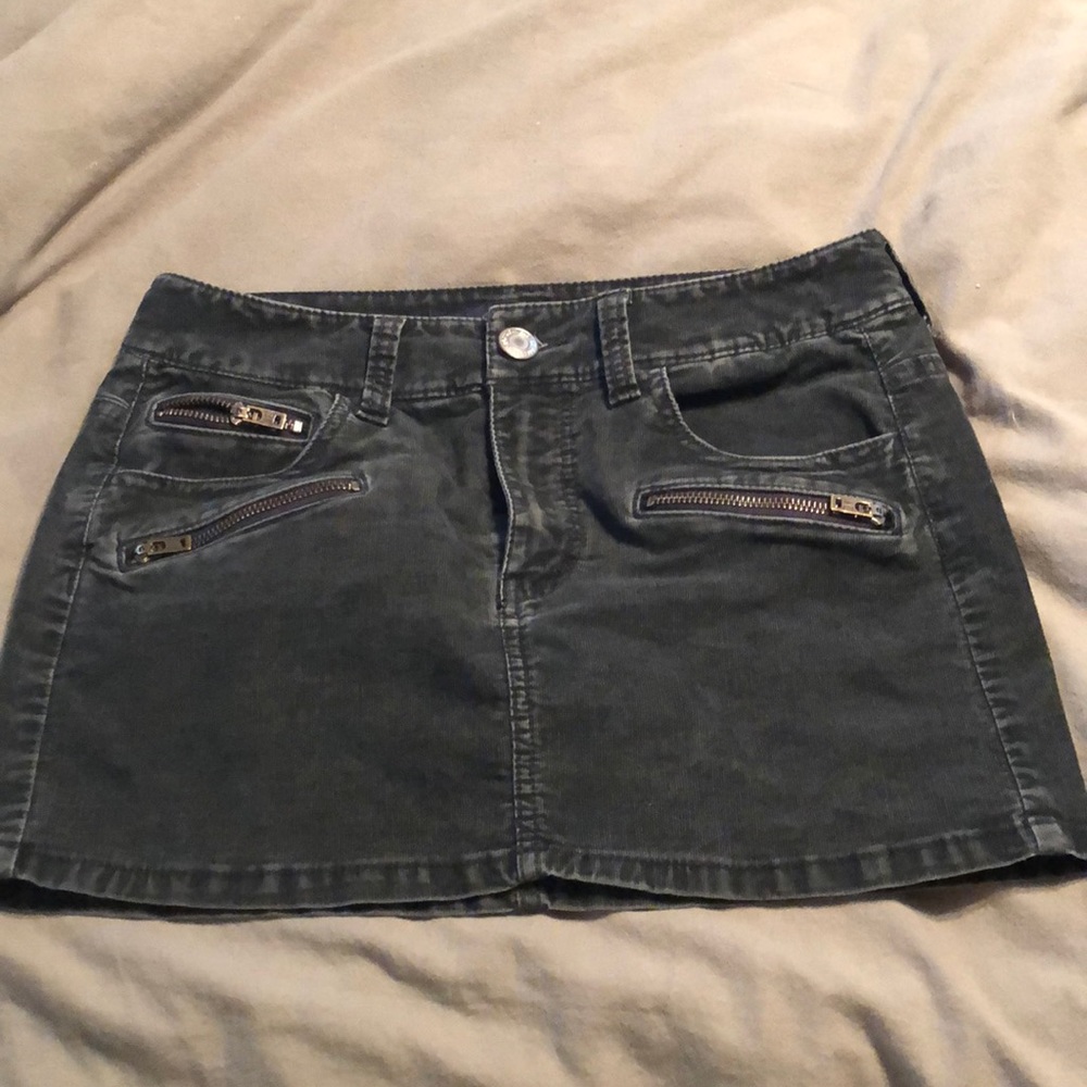 Black corduroy mini skirt